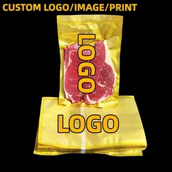 100PCS Open Top Clear Front Gold Vacuum Packaging Bag Heat Sealing Chicken Cooked Food Meat Sausage Snack Fruits Freezer Pouches