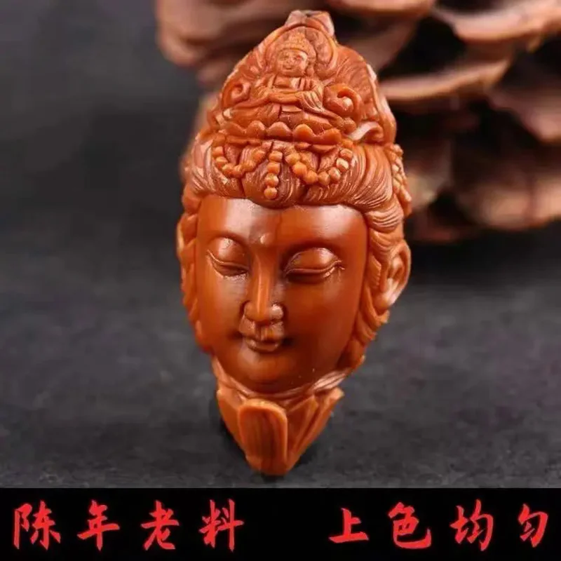 Olive Kernel Carving The Most Beautiful Dragon Guanyin Single Pendant Boutique Large Necklace for Men and Women Gift Red Leather