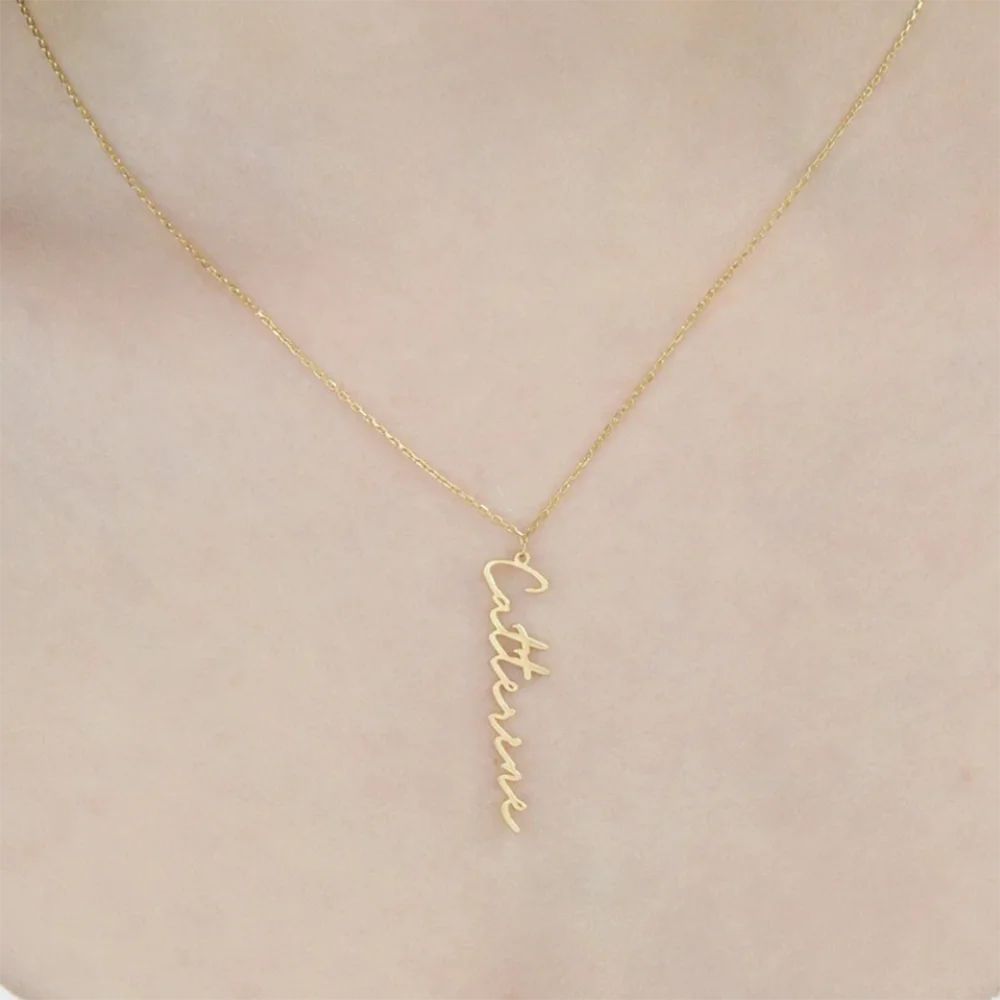 Customize Personalized Vertical Name Necklaces, Simple And Stylish Collarbone Chain Pendants, Women\'s Jewelry, Holiday Gifts
