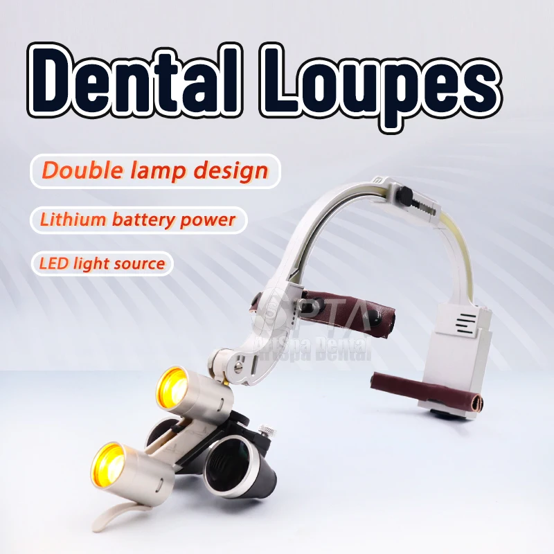 

Dental LED Head Light Lamp For Magnification Binocular Loupes 5W Light Shadowless Dentist Surgical Headlight Silver 2.5X 3.5X