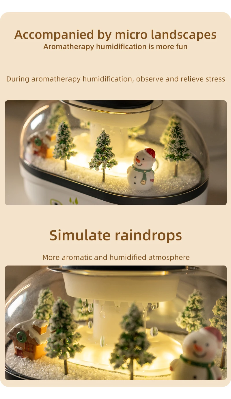Simulierter Schneehügel-Luftbefeuchter, Schneemann-Aroma-Diffusor, Heimdekoration, kreative Schneelandschaft. Ideal für Schlafzimmer, Büro, Yo – Detail 7