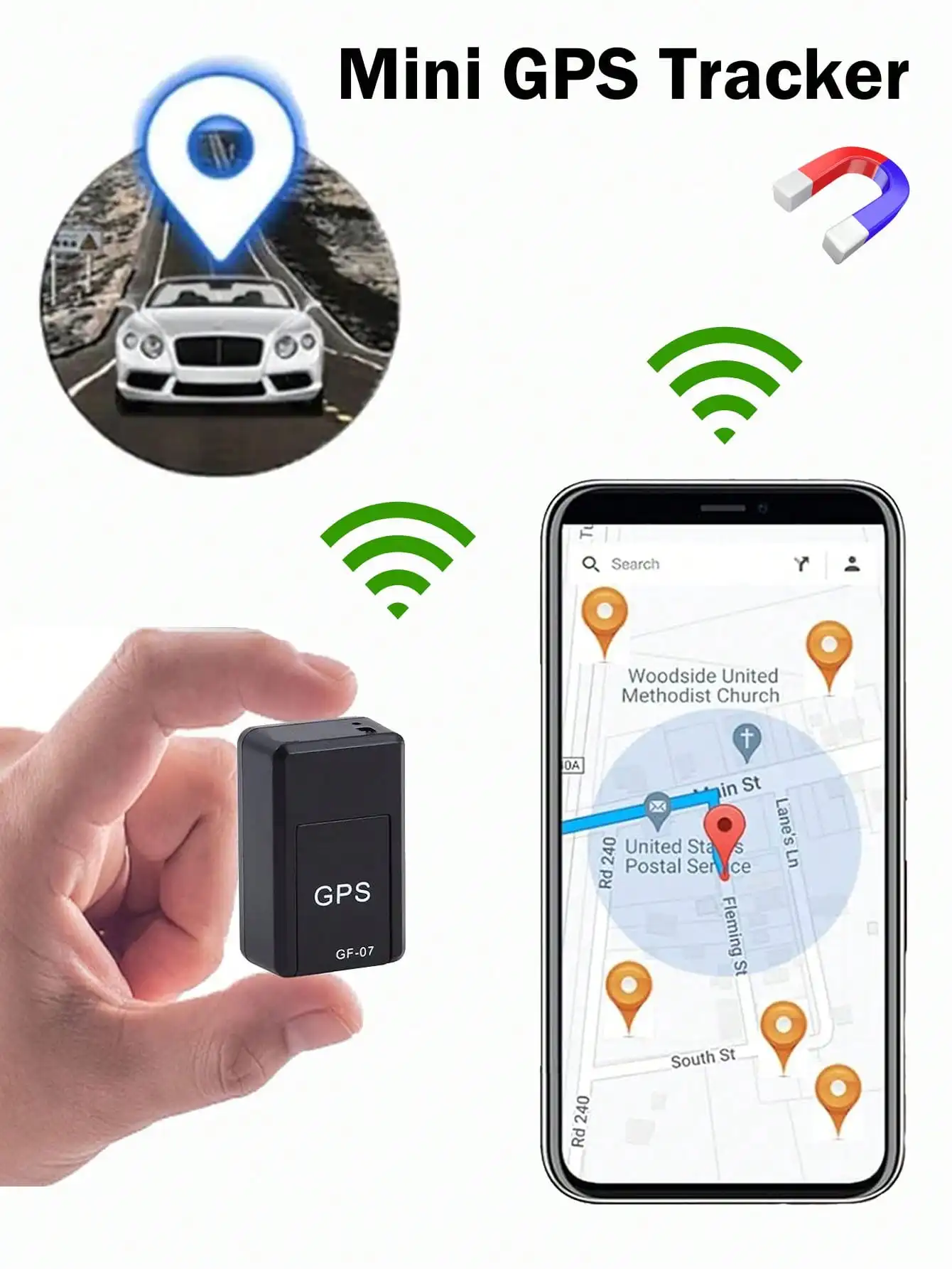 جهاز تعقب GPS مغناطيسي صغير GF-07، محدد موقع في الوقت الحقيقي للسيارة/الأطفال/الحيوانات الأليفة مع التطبيق والسحابة #1