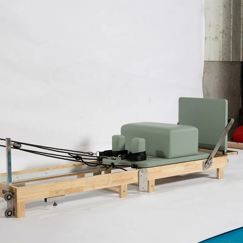 Oak Wood Pilates Core Bed with Expandable Legs Foldable Design for Home Pilates Reformer Machine