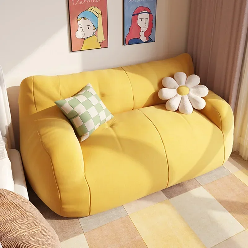 

Yellow Stretch Sofa Relax Recliner Luxury Loveseat Sofa Tatami Reading Minimalist Ergonomic Furniture