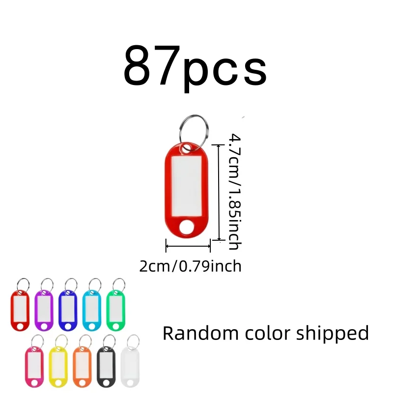 87 pcs Blank Luggage Tags with Random Color Assortment, ideal for Travel Luggage ID and Office Item Labeling