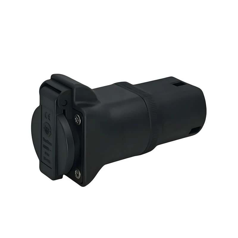 Portable 220V Type 2 Male Plug to Schuko Socket 16A 3.5KW EV Charging Adapter with Lock Hole for EV Charger Connector