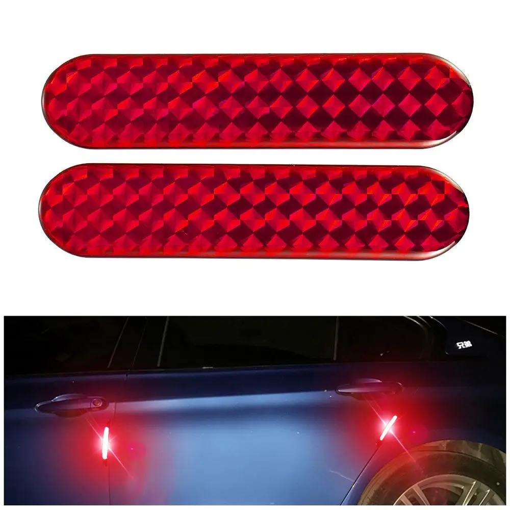 2Pcs Auto Decal Night Lamp Car Reflective Strips Warning Tape Door Sticker Safety Mark Reflective Car Sticker