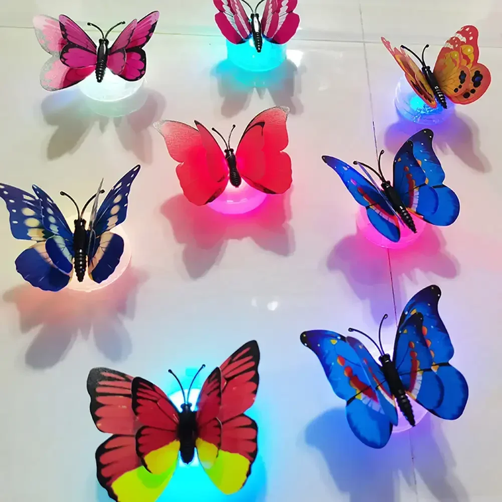 Luci notturne a farfalla a doppio strato lampada da parete decorativa a Led pastabile con luce a farfalla luminosa colorata creativa