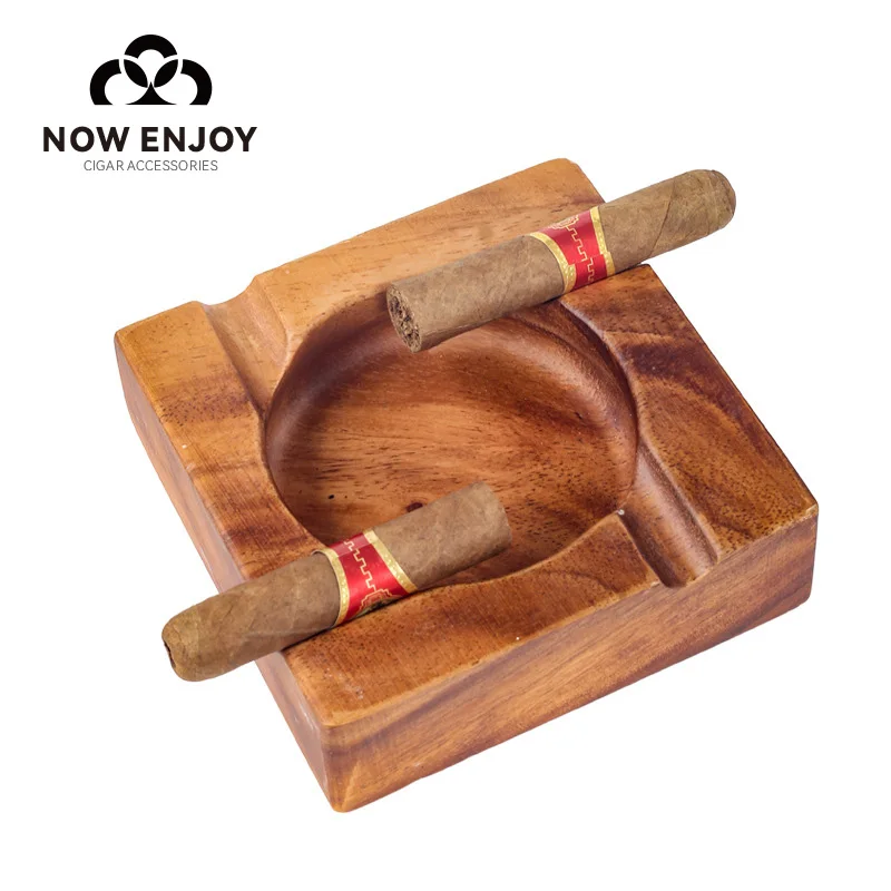 

New Wood Cigar Ashtray Square Ash tray Living Room 4 Slot Cigarette Ashtray Cigar Holder Ashtray