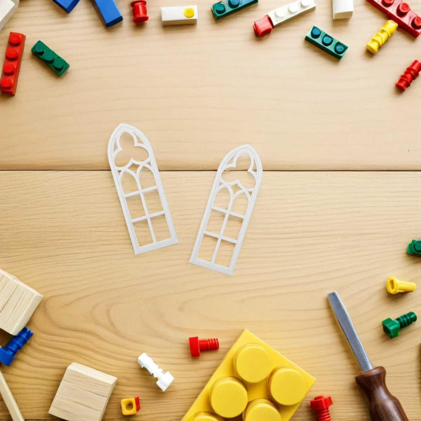

2Pcs European Vintage Miniature Window Frames Mini Scene Accessories for DIY Castle Palace Dollhouse Furniture Decoration Craft