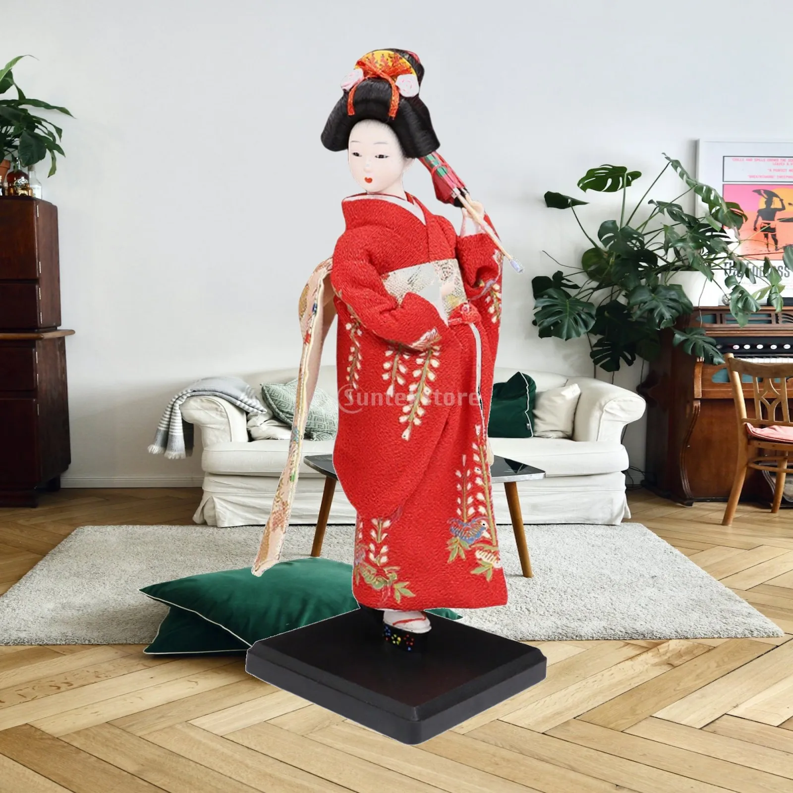 Japanese Geisha Female Statue 9 inch Handcraft Novelty Collectible Figurine for Table Home Office Shelf Kids Gift Decor