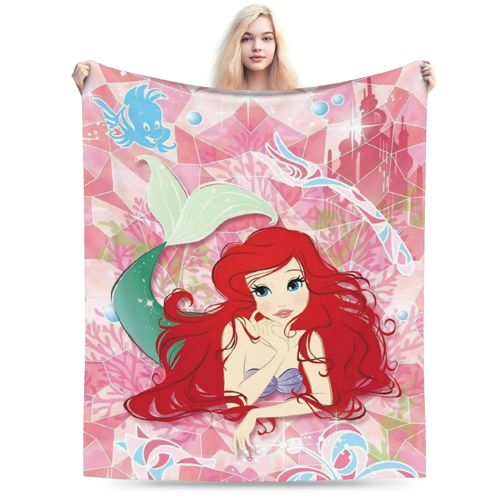 

The Little Mermaid Blanket Flannel Spring Autumn Breathable Warm Throw Blankets for Bedding Office Bedding Throws