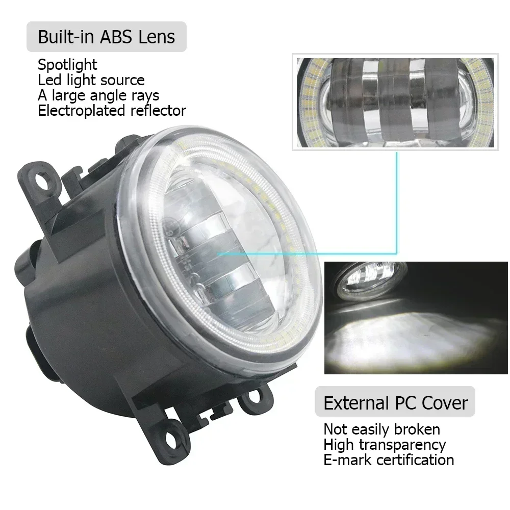 LED Fog Lights PTF for Citroen C4 Picasso, C4 Grand Picasso 2006-2013 Angel Eyes Rings DRL Daytime Running Light 30W with Lens - view 3
