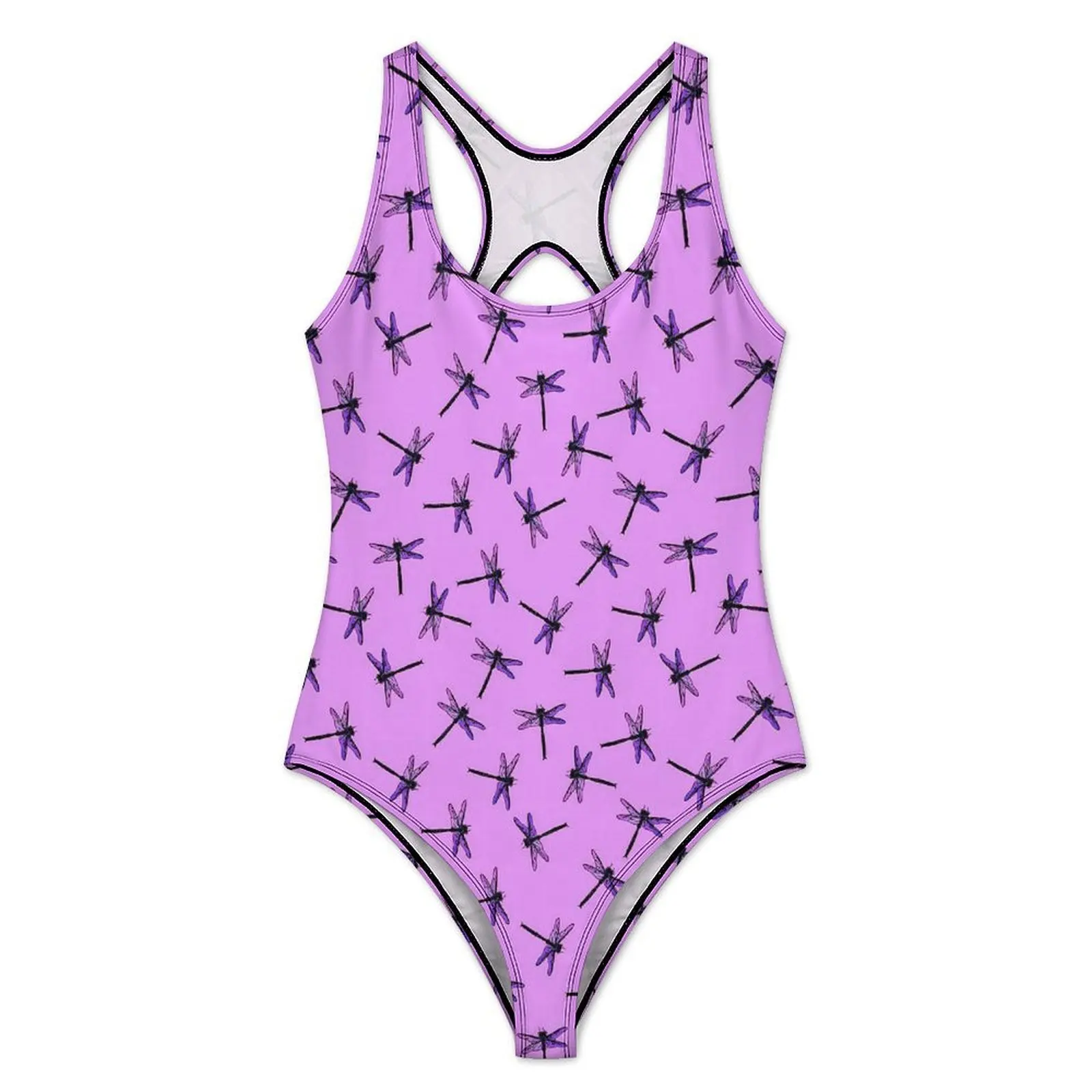 Vintage Dragonfly Swimsuit Amethyst Purple Push Up Swimwear One Piece Vacation Bath Bathing Suit Bodysuit Graphic Beach Outfits