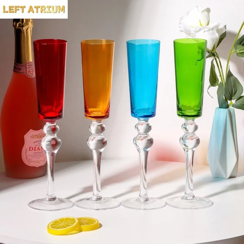 Christmas Champagne Glass Banquet Goblet Wedding Crystal Glass Sparkling Wine Glass Red Green Yellow