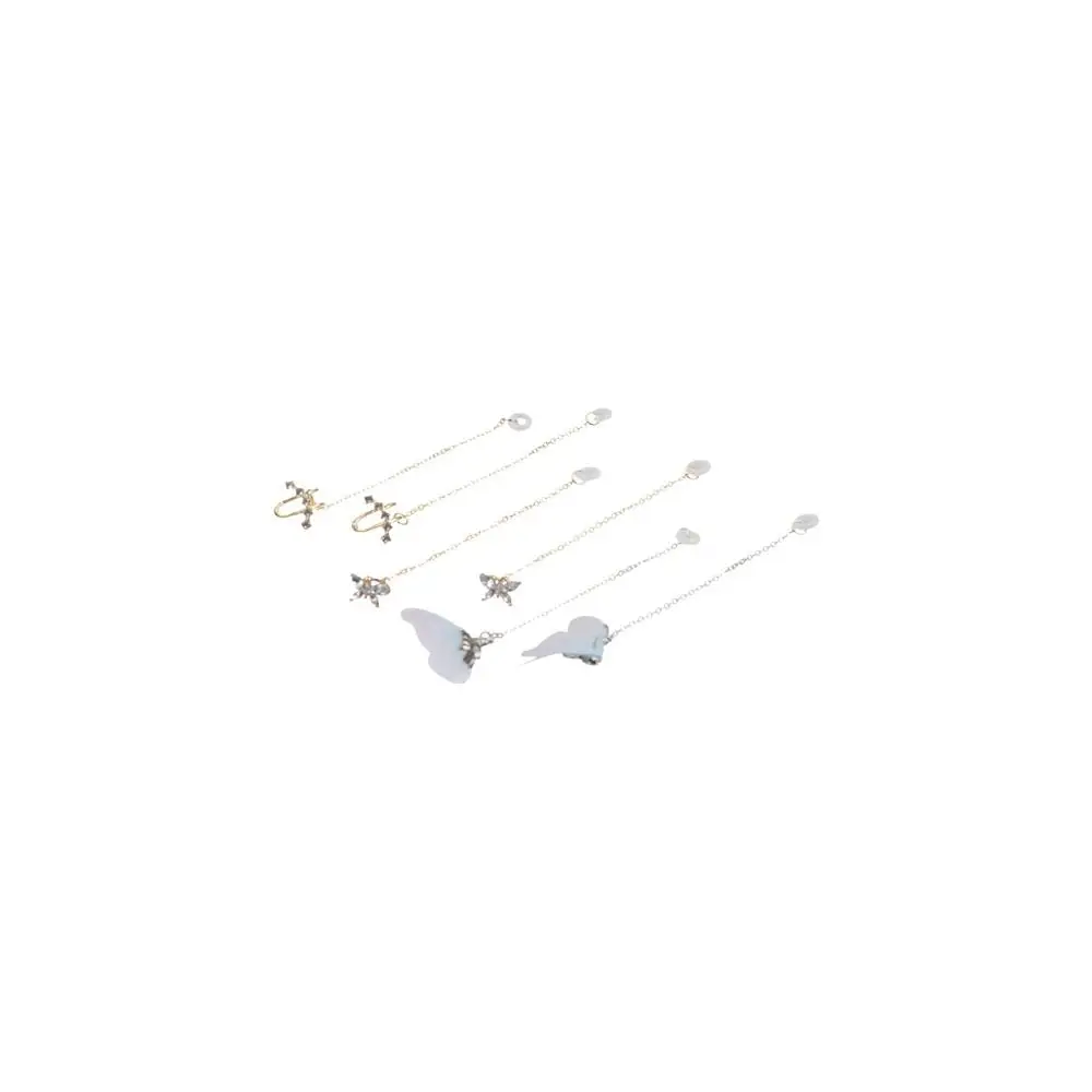 1pair Holder Clips Anti-lost Butterfly Ear Clip Protection Chain Blue Butterfly Anti-Lost Ear Clip Butterfly Chains Universal