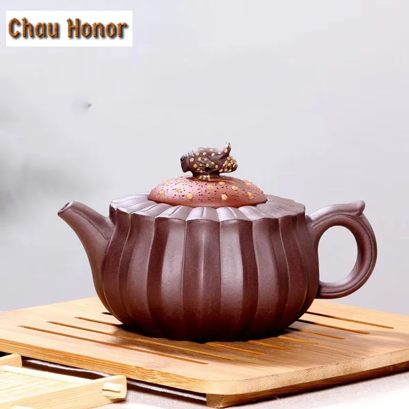 

300ml Authentic Chinese Yixing Raw Ore Purple Clay Teapots Hand-engraved Kung Fu Tea Set Tea Ceremony Drinkware Gift Packaging