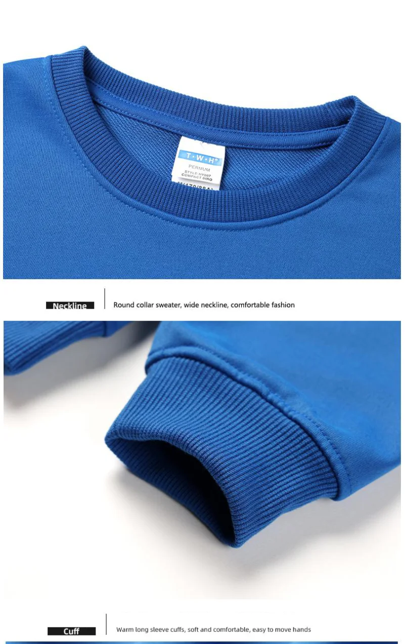 Customized Print Men Women Round-Neck Sweatshirt Loose Solid Color Classic Pullover Spring Autumn Fashion Personality Streetwear