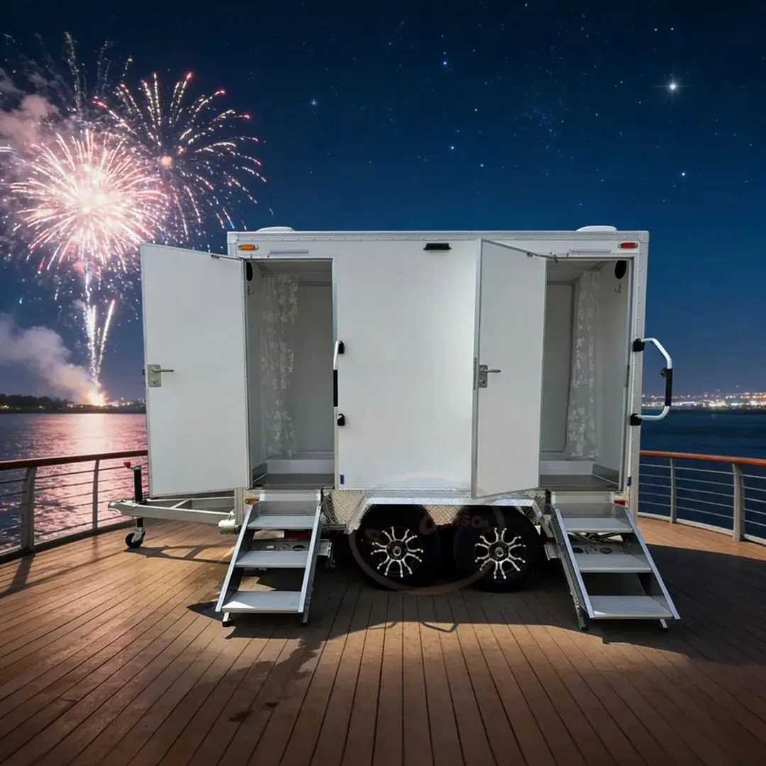 Towable Portable Fiberglass Shower Room Waterproof Temporary Outdoor Bathroom for Camping & Construction Sites