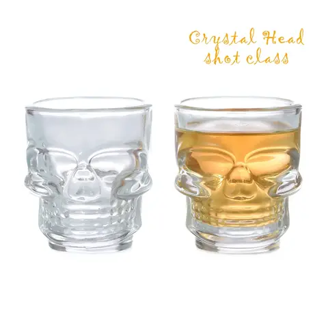6Pcs 45ml 해골 머리 샷 유리 투명 크리스탈 해골 머리 유리 컵 위스키 와인 보드카 바 클럽 맥주 Steins 할로윈 선물