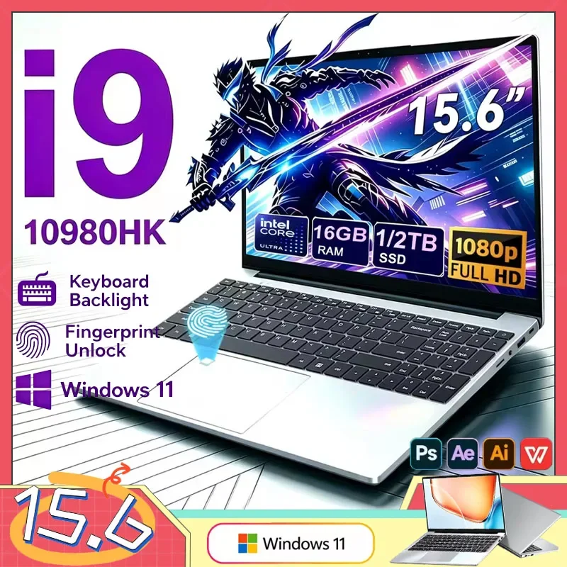 Portable Notebook PC 15.6 Intel I9-10980HK 32GB RAM 2TB SSD Windows 11 Pro Home Gaming Office Business Computer High Performance