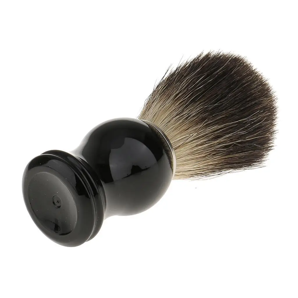 남성용 살롱 이발사 면도 브러시, 블랙 핸들 수염, 얼굴 청소 도구