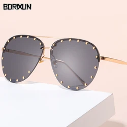 2022 diamant Strass Sonnenbrille Damen Mode Gradienten Metall Polygon Randlose Eyeware Außen Sonnencreme Sonnenbrille Shades