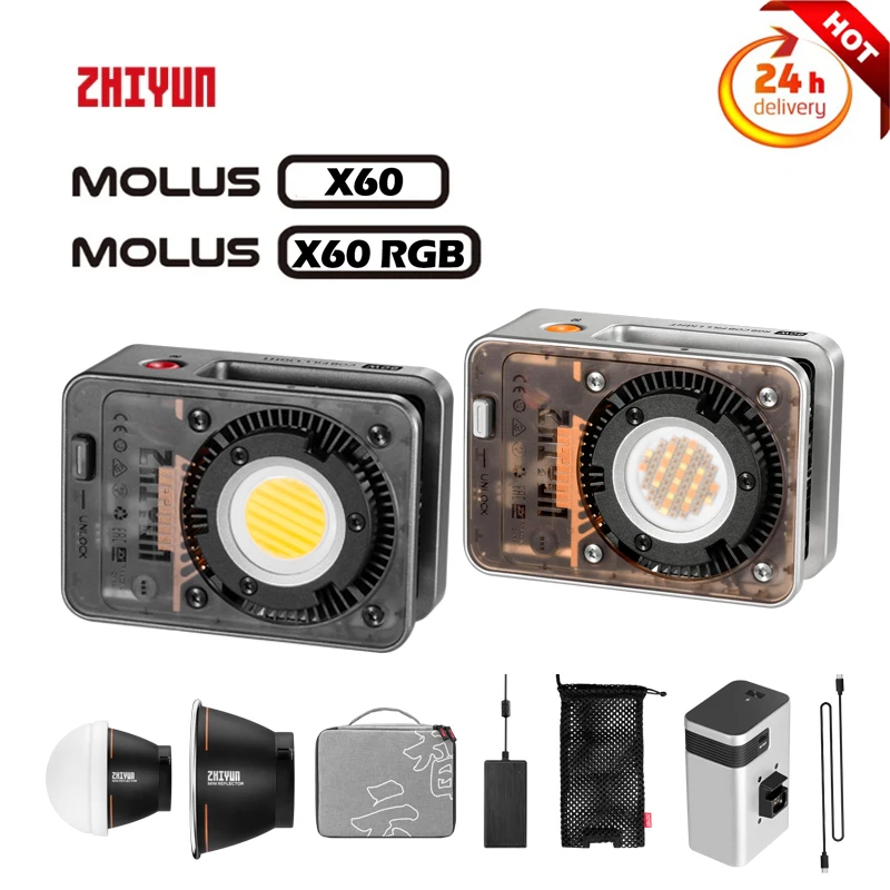 

ZHIYUN MOLUS X60 X60RGB 60 Вт, Профессиональная фотография, светильник Bi-Color COB