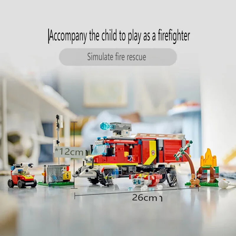

502PCS 2024 new products City Series Fire Command Unit Rescue Fire Engine Move Model Boys toys Set Children's gifts Moc Drone