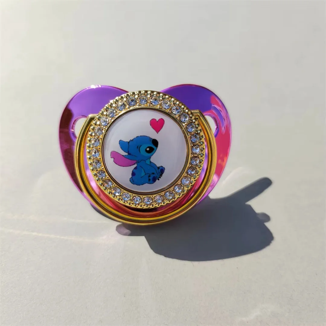 [Stampa di cartoni animati anime] Ciuccio per bambini personalizzato Catena con lettere personalizzate Clip per bambino Ciuccio bling di lusso senza BPA Manichino in silicone