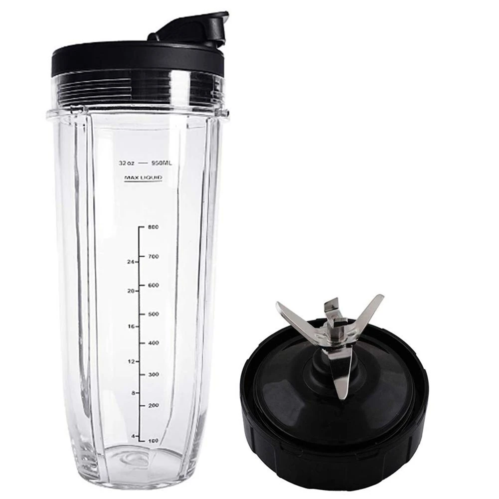 Buy Now Lid and 32OZ Cup and 7 Fins Blade for Compatible for Ninja Auto IQ 1000W Blender Accessories Replacement Parts BL482