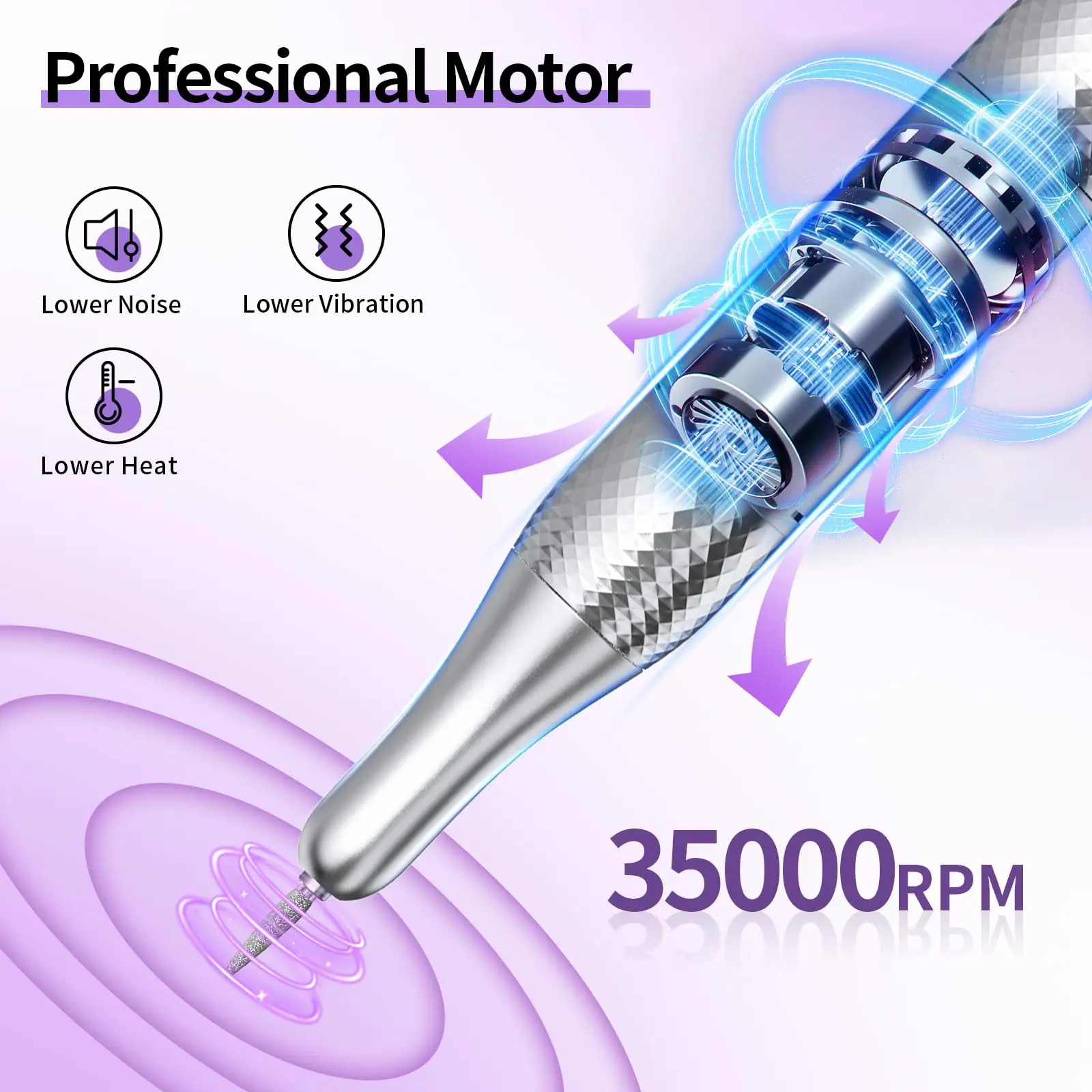 High Speed Adjustable Handle Nail Polisher Portable Rechargeable Desktop All-in-One E File for Nail Polishing Removal