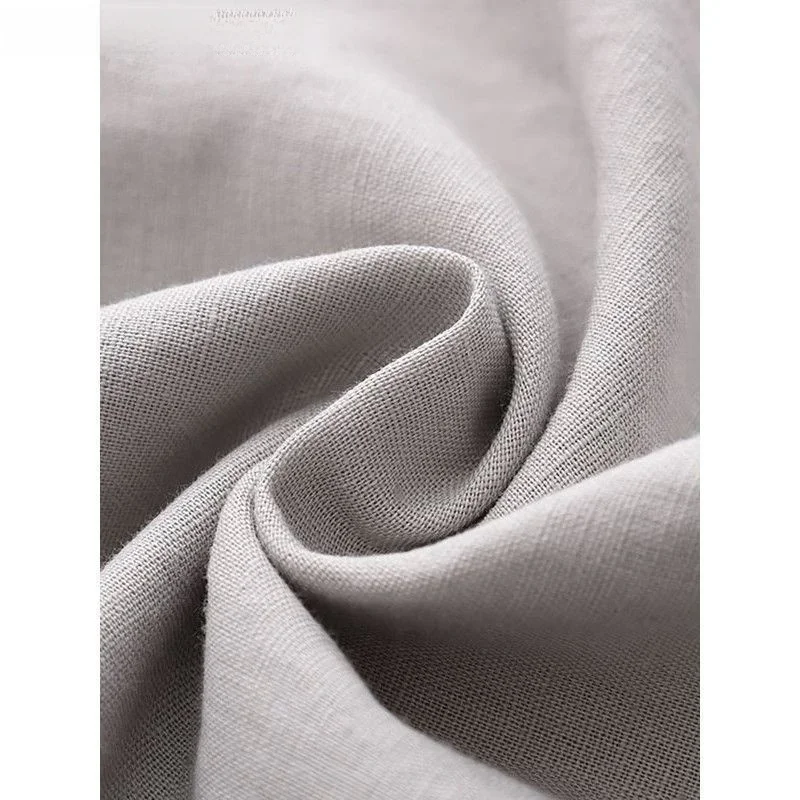 여름용 면 린넨 남성용 셔츠, 루즈핏 심플 슬리브 통기성 좋은 린넨 셔츠, 오픈 프론트 칼라