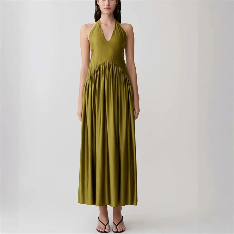 sexy-green-prom-dress-halter-v‑neck-open-back-party-gown-high-waist-gathered-flowy-maxi-dress-formal-wedding-birthday-robe