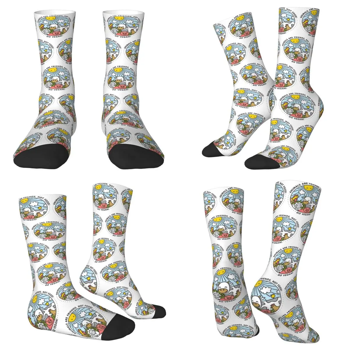 

Animals Are Friends, Not Food! Go Vegan Socks Harajuku High Quality Stockings All Season Long Socks Accessories Birthday Present