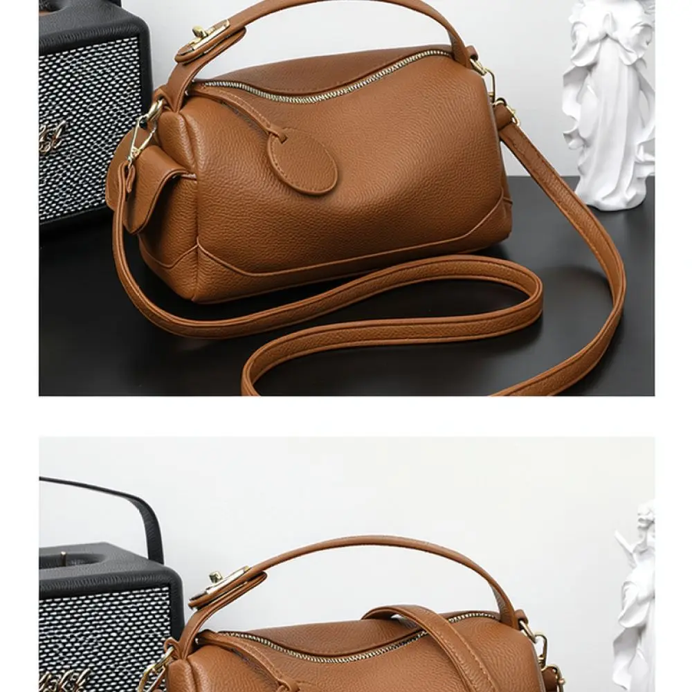 Stylish Boston Pillow Shoulder Bag Women Soft Leather Handbag Minimalist Commuter Crossbody Purse Fashion Tote Bag