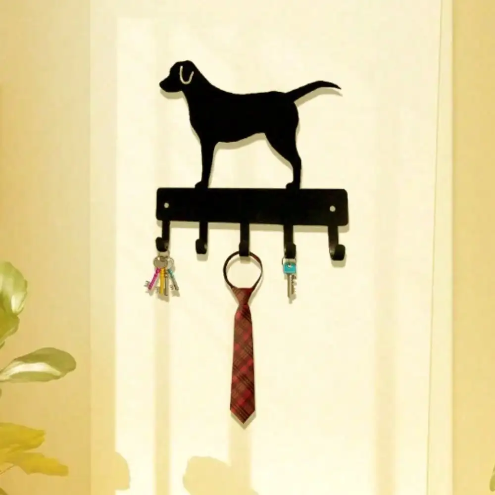 CIFBUY Pretty Labrador Dog Metal Wall Hook Rack Dog Silhouette Wall Mount Key & Leash Holder Entryway Decor