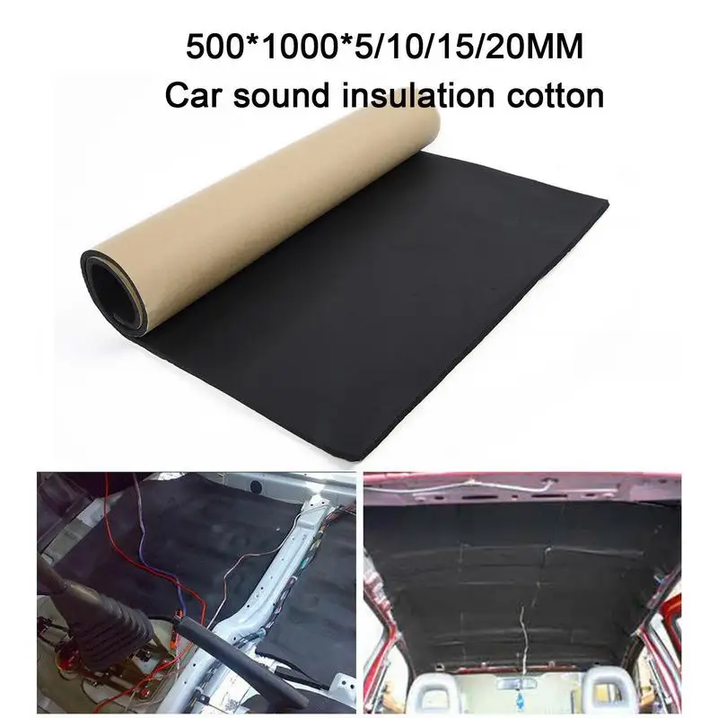 DIY Self-adhesive Thermal Insulation, 100x50cm Acoustic Insulation Rubber Foam, for Car Roof Trunk Hood Chassis Door Indoor Wall