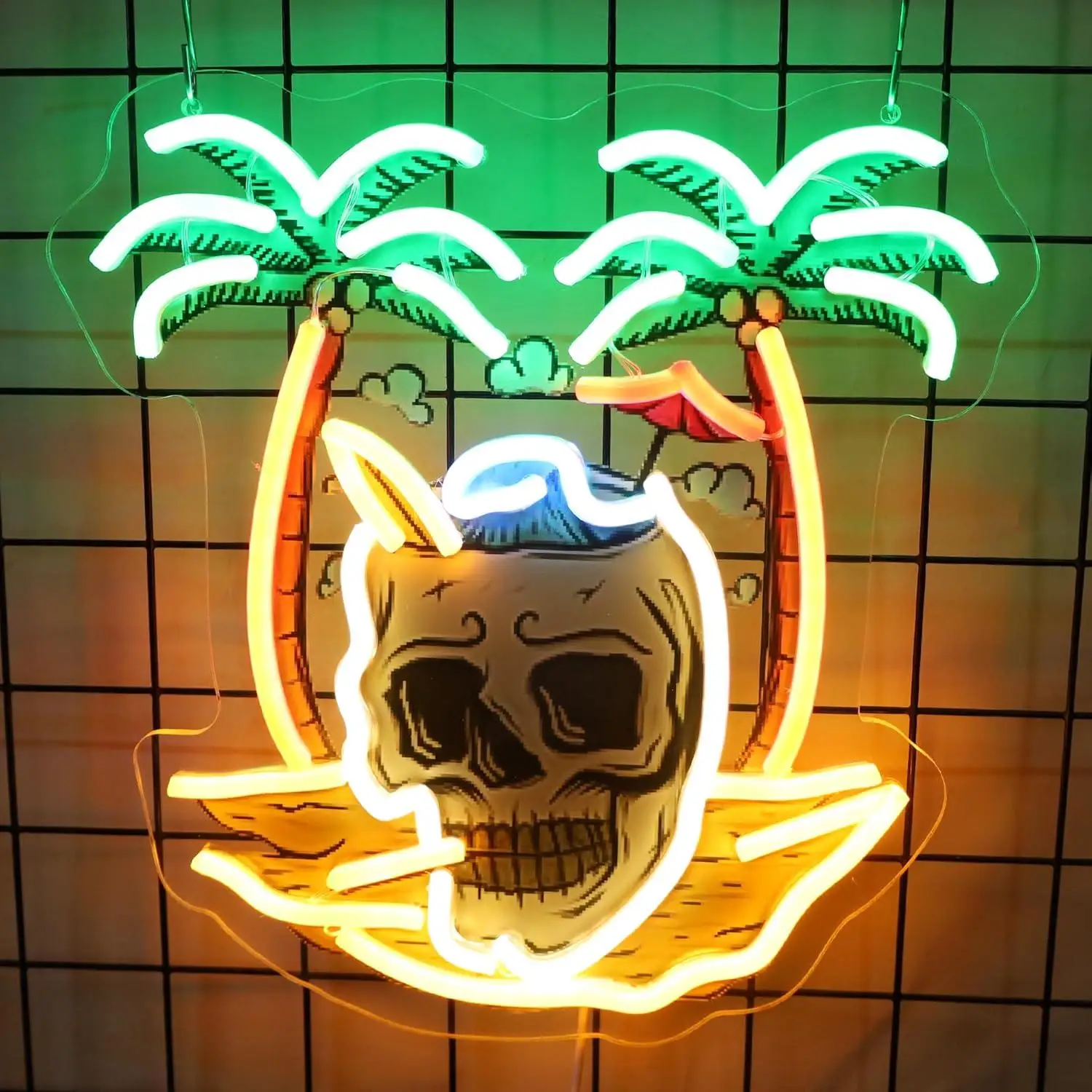 

Skull- island Neon Sign USB Dimmable LED Neon Lights for Man Gaming Room Kids Room Bar Decoration Party Gifts Night Light