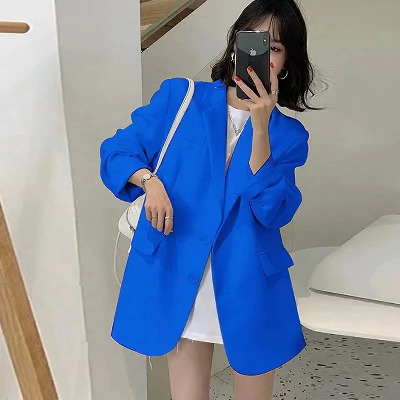 

Korean Ladies Fashion Solid Color Suit Outwear 2026 Female Leisure Tops Coat Spring Autumn Women New Long Sleeves Blazer Jacket