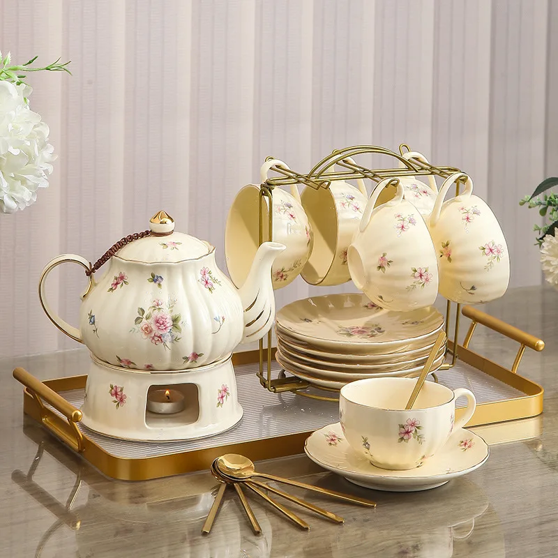 Fruit teapot set French vintage flower teapot candle for home use