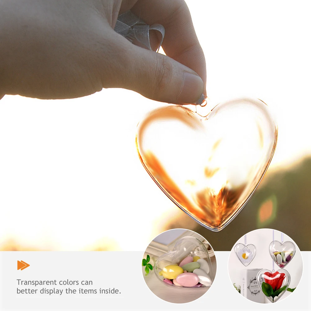 

10 Pcs Heart Shaped Ball naments Fillable Transparent Clear Heart Shaped Ball Christmas Wedding Decorations Plastic Balls