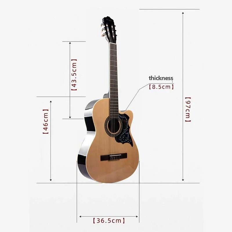 Wooden Classical Guitar with Basswood Material, Bright Style, Can Install Any EQ, 39 inches