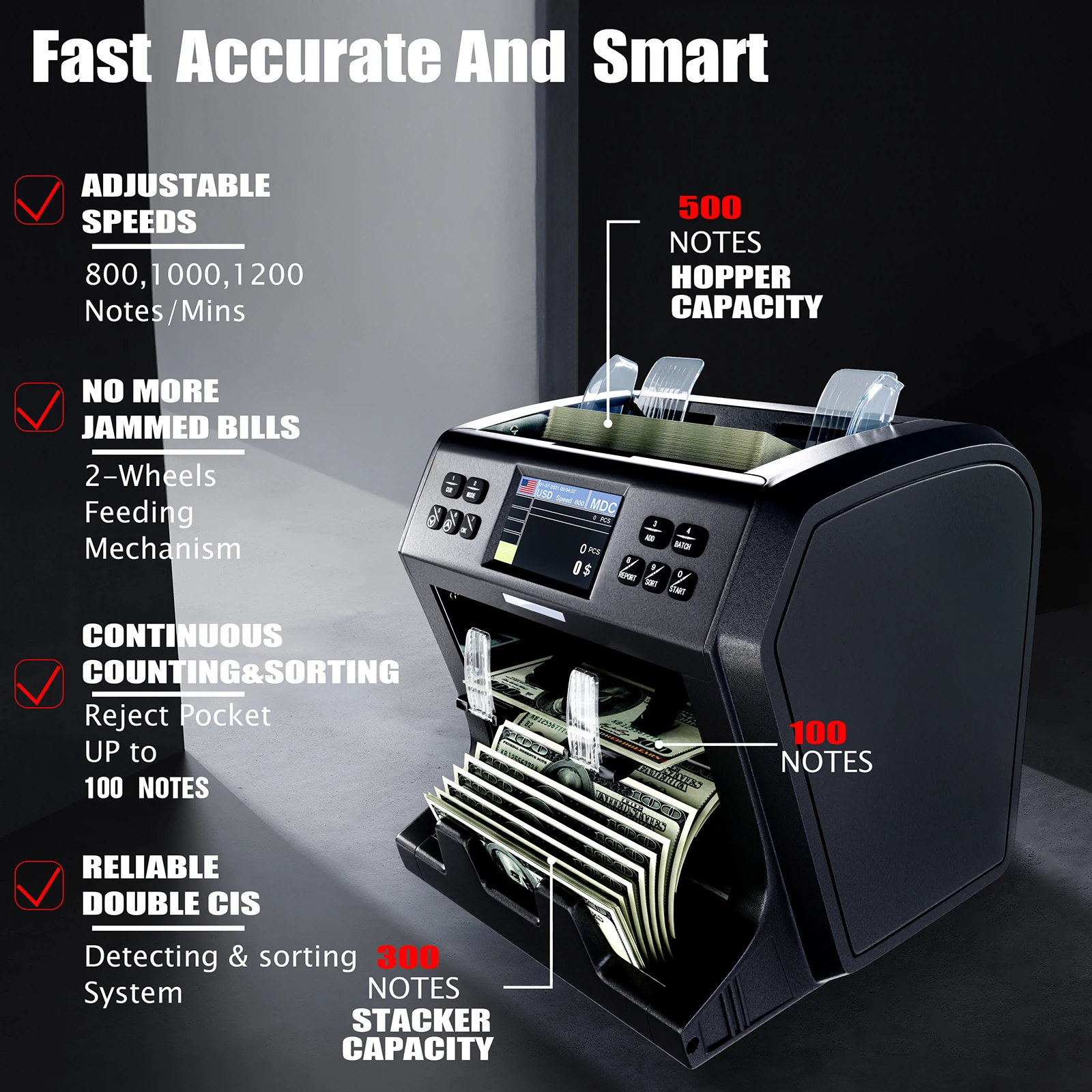 XAF AED KHR THB KRW USD Geldteller Bill Tellers WT-800 CIS ed Valutawaarde Bankbiljet Tellen Machine COP XOF