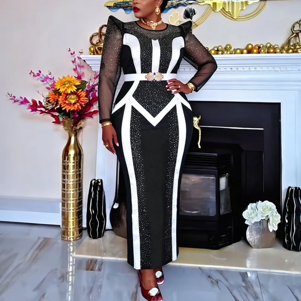 

2026 Новые модные африканские вечерние платья для женщин с блестками, свадебное вечернее платье больших размеров, элегантное турецкое платье макси, Africains Femme