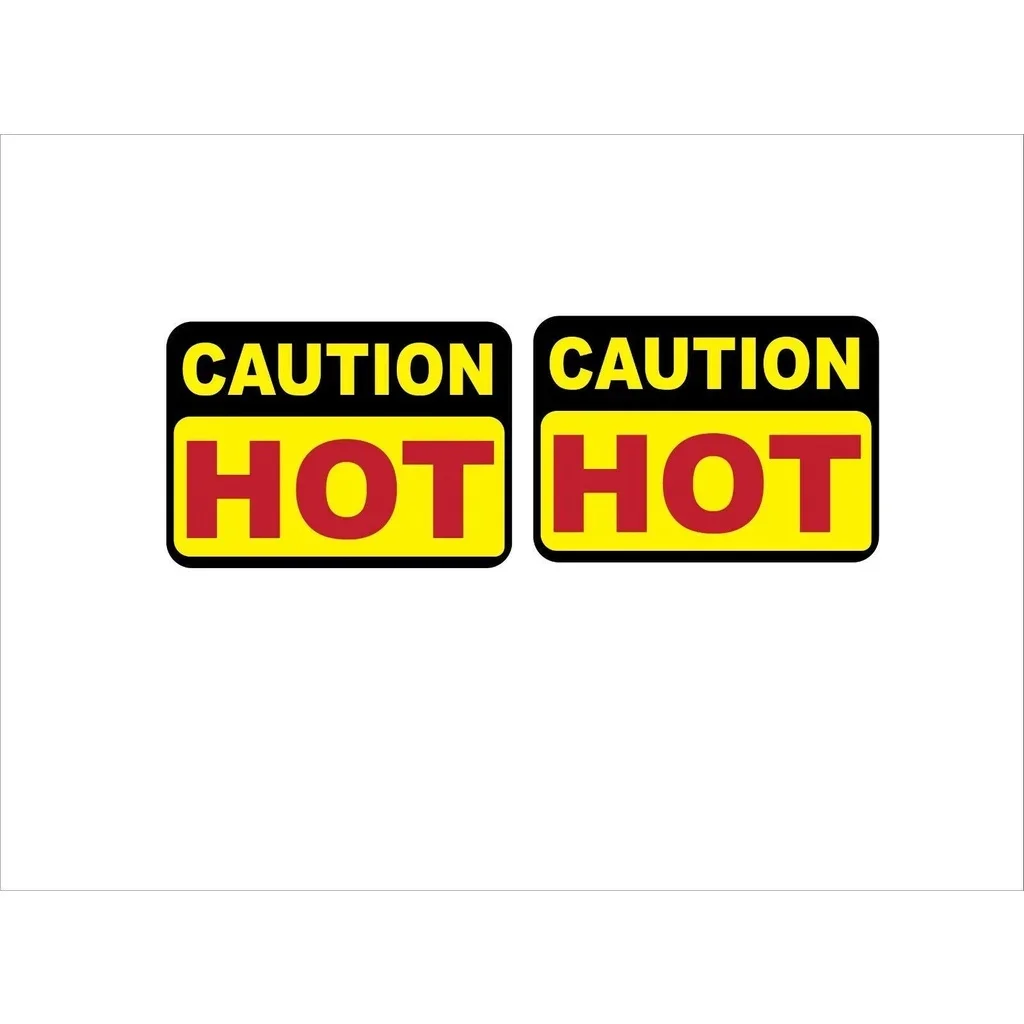 Pack of 4 70mmx50mm Caution Hot Warning Safety Decal Stickers