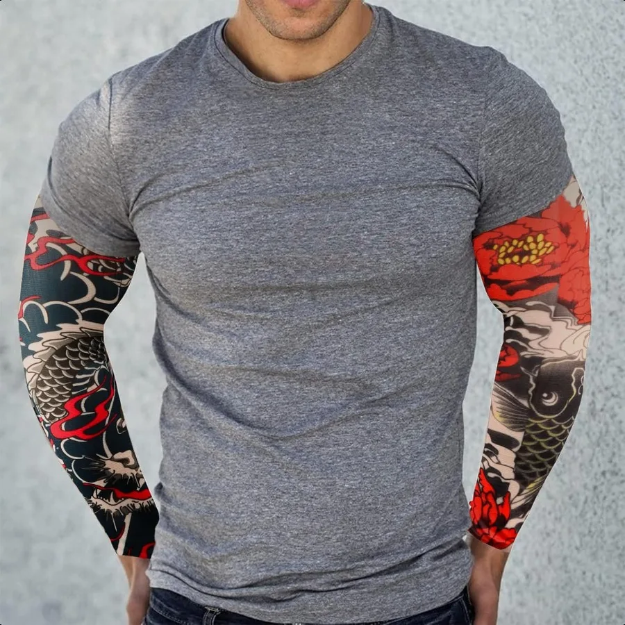 Tattoo-Ärmel für Männer, 6 Stück, gefälschte Tattoos-Ärmel zum Abdecken von Armen, Sonnenschutz-Ärmel-Abdeckungen für Männer und Frauen, Set 11