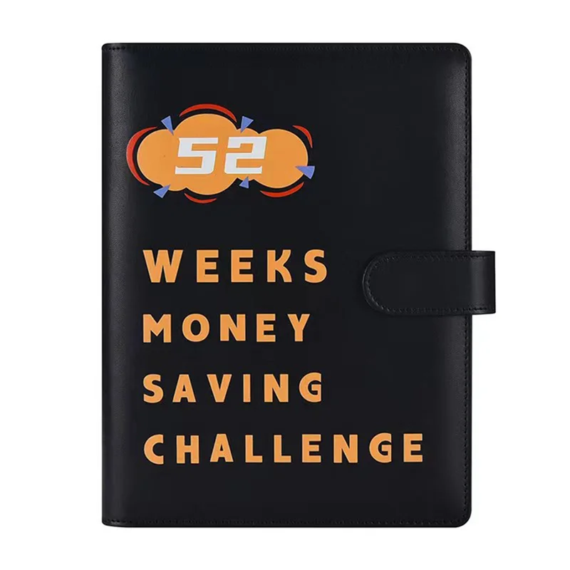 

TA-52 Week Money Challenge Binder With Envelopes Storage Budgeting Binder Cash Saving Challenge Box Kit Black Easy To Use