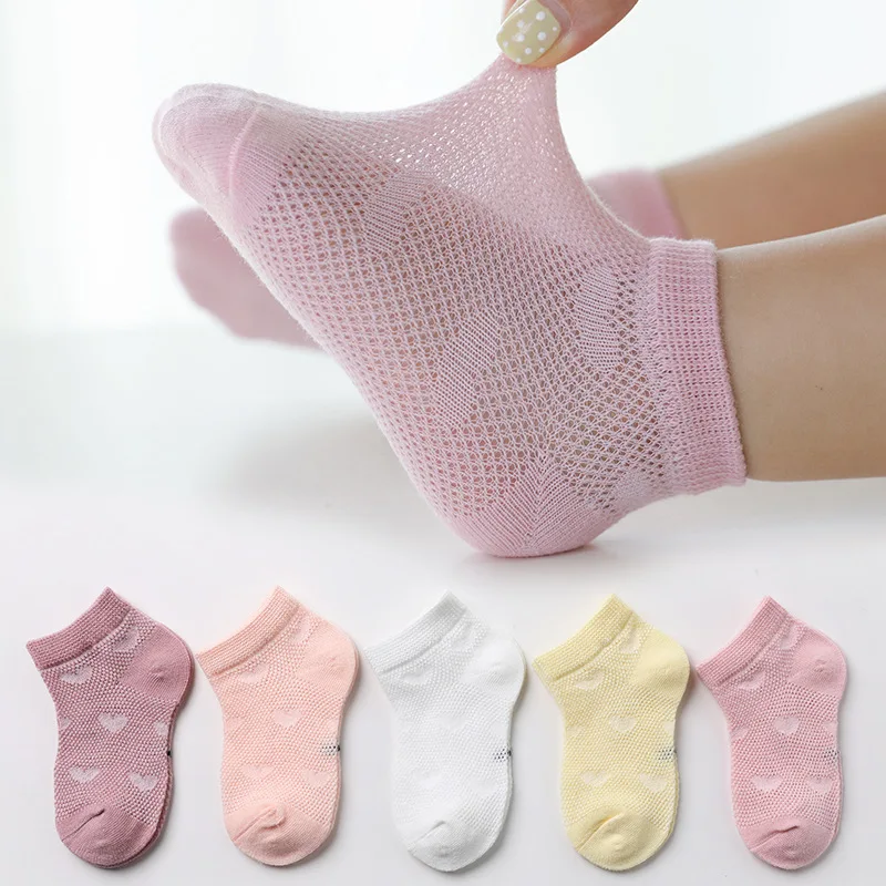 5 PAir Set Children Socks Summer Fishnet Boy Socks Spring Summer Thin Mesh Boat Socks Boys Girls Short Socks