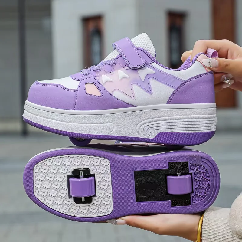 Childrens Roller Skates Shoes Fashion Breathable Parkour Two Wheel Detachable Sliding Style Sports Daily Rollerblade Kids Shoes